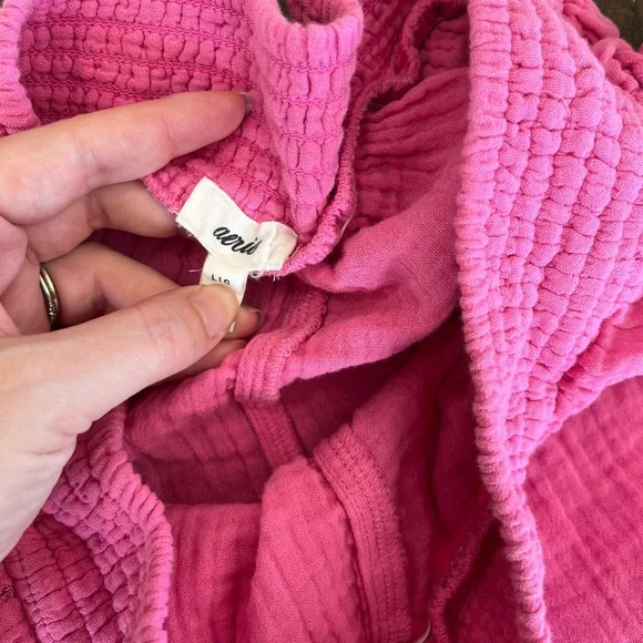 Aerie Pink Wide Leg Split Hem Cotton Pants - Picture 5 of 6